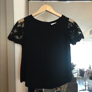 Lush Career Top with Lace Sleeve